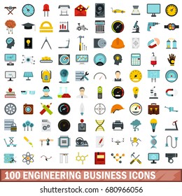 100 engineering business icons set in flat style for any design vector illustration