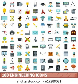 100 engineering icons set in flat style for any design vector illustration