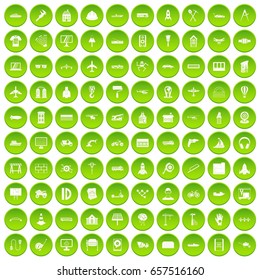100 engineering icons set green circle isolated on white background vector illustration