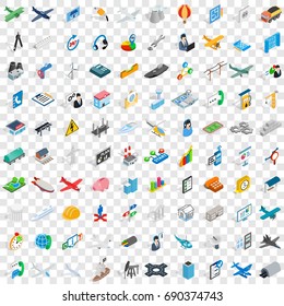 100 engineering icons set in isometric 3d style for any design vector illustration