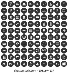 100 engineering icons set in simple style white on black circle color isolated on white background vector illustration