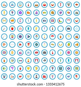 100 entertainment icons set in cartoon style for any design vector illustration