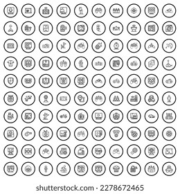 100 entertainment icons set. Outline illustration of 100 entertainment icons vector set isolated on white background