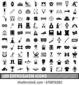 100 enthusiasm icons set in simple style for any design vector illustration