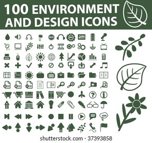 100 environment, design icons. vector