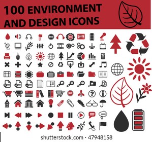 100 Umwelt- und Designzeichen. Vektorgrafik