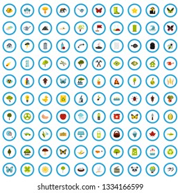 100 environment icons set in flat style for any design vector illustration