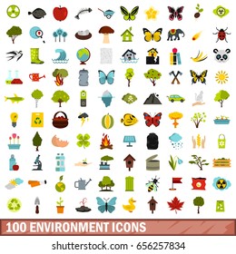 100 environment icons set in flat style for any design vector illustration