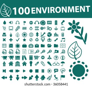 100 environment icons. vector