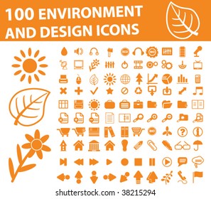 100 environment icons. vector