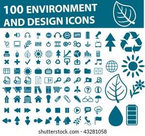 100 environment signs. vector