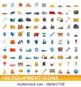 100 iconos de equipo. Ilustración de dibujos animados de 100 íconos de equipo conjunto de vectores aislados en fondo blanco