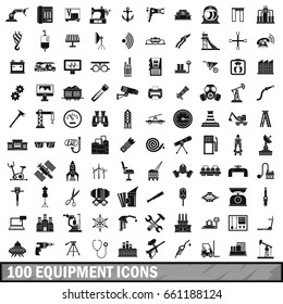100 equipment icons set in simple style for any design vector illustration