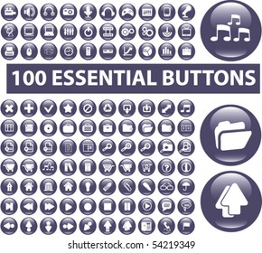 100 essential buttons. vector
