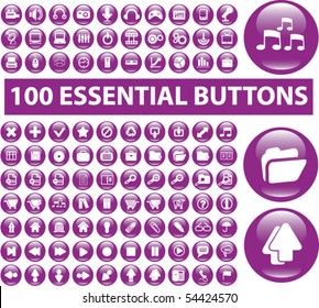 100 essential buttons. vector