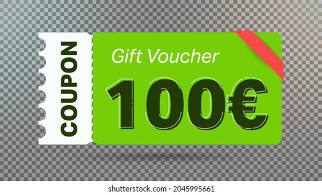 100 euro coupon promotion sale for website, internet ads, social media.Big sale and super sale coupon code euro 100 discount gift voucher coupon vector illustration summer offer ends weekend