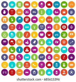 100 europe countries icons set in different colors circle isolated vector illustration