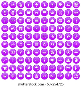 100 europe countries icons set in purple circle isolated on white vector illustration