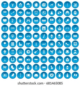 100 Europe icons set in blue circle isolated on white vector illustration