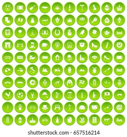 100 Europe icons set green circle isolated on white background vector illustration