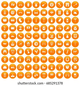 100 Europe icons set orange