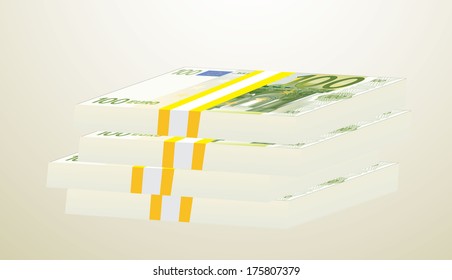 100 Euros money stack