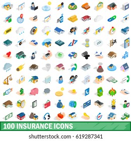 100 Event Life Icons Set. Isometric 3d Illustration Of 100 Event Life Vector Icons For Any Design Isolated