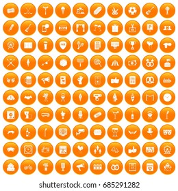 100 events icons set orange