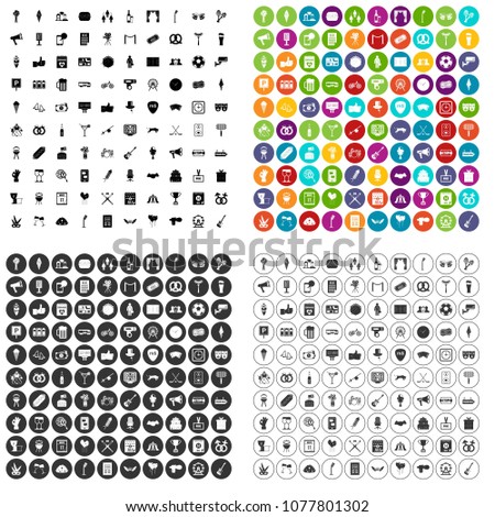 100 events icons set vector in 4 variant for any web design isolated on white