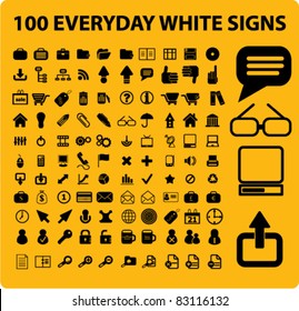 100 everyday set icons, signs, vector illustrations