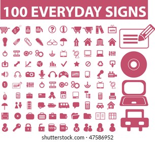 100 everyday signs. vector