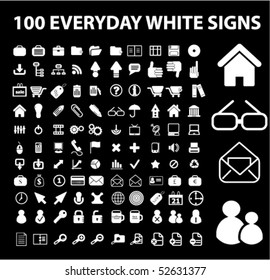 100 everyday white signs. vector