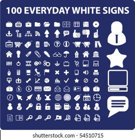100 everyday white signs. vector