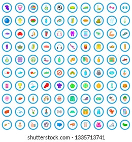 100 exercise icons set in cartoon style for any design vector illustration