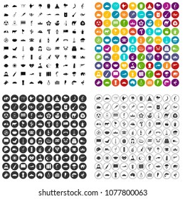 100 exotic animals icons set vector in 4 variant for any web design isolated on white