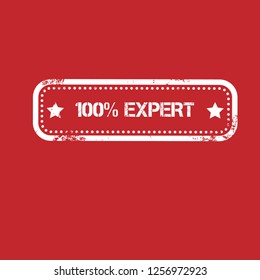 100% expert emblem, label, badge,sticker, logo, seal. 100% expert  stamp