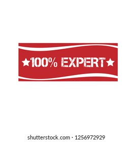 100% expert emblem, label, badge,sticker, logo, seal. 100% expert  stamp
