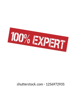 100% expert emblem, label, badge,sticker, logo, seal. 100% expert  stamp
