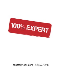 100% expert emblem, label, badge,sticker, logo, seal. 100% expert  stamp