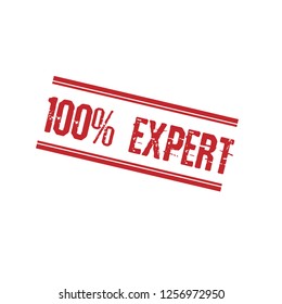 100% expert emblem, label, badge,sticker, logo, seal. 100% expert  stamp