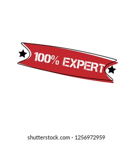 100% expert emblem, label, badge,sticker, logo, seal. 100% expert  stamp