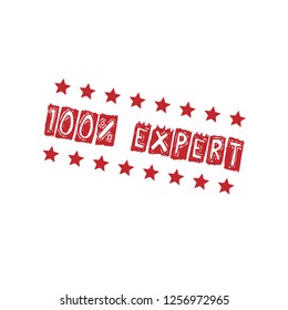 100% expert emblem, label, badge,sticker, logo, seal. 100% expert  stamp