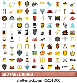 100 fable icons set in flat style for any design vector illustration