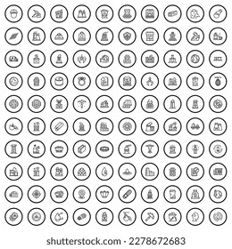 100 factory icons set. Outline illustration of 100 factory icons vector set isolated on white background