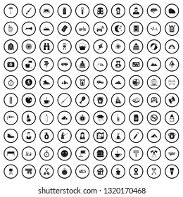 100 family camping icons set in simple style for any design vector illustration