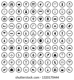 100 family tradition icons set in simple style for any design vector illustration