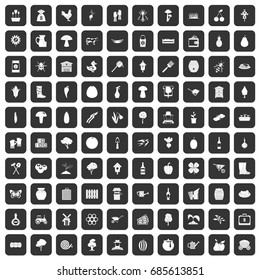 100 farming icons set in black color isolated vector illustration