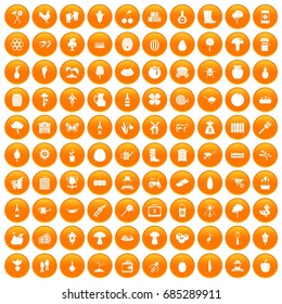 100 farming icons set orange