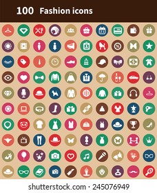 100 fashion icons, brown background 
