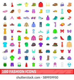 100 fashion icons set in cartoon style for any design vector illustration